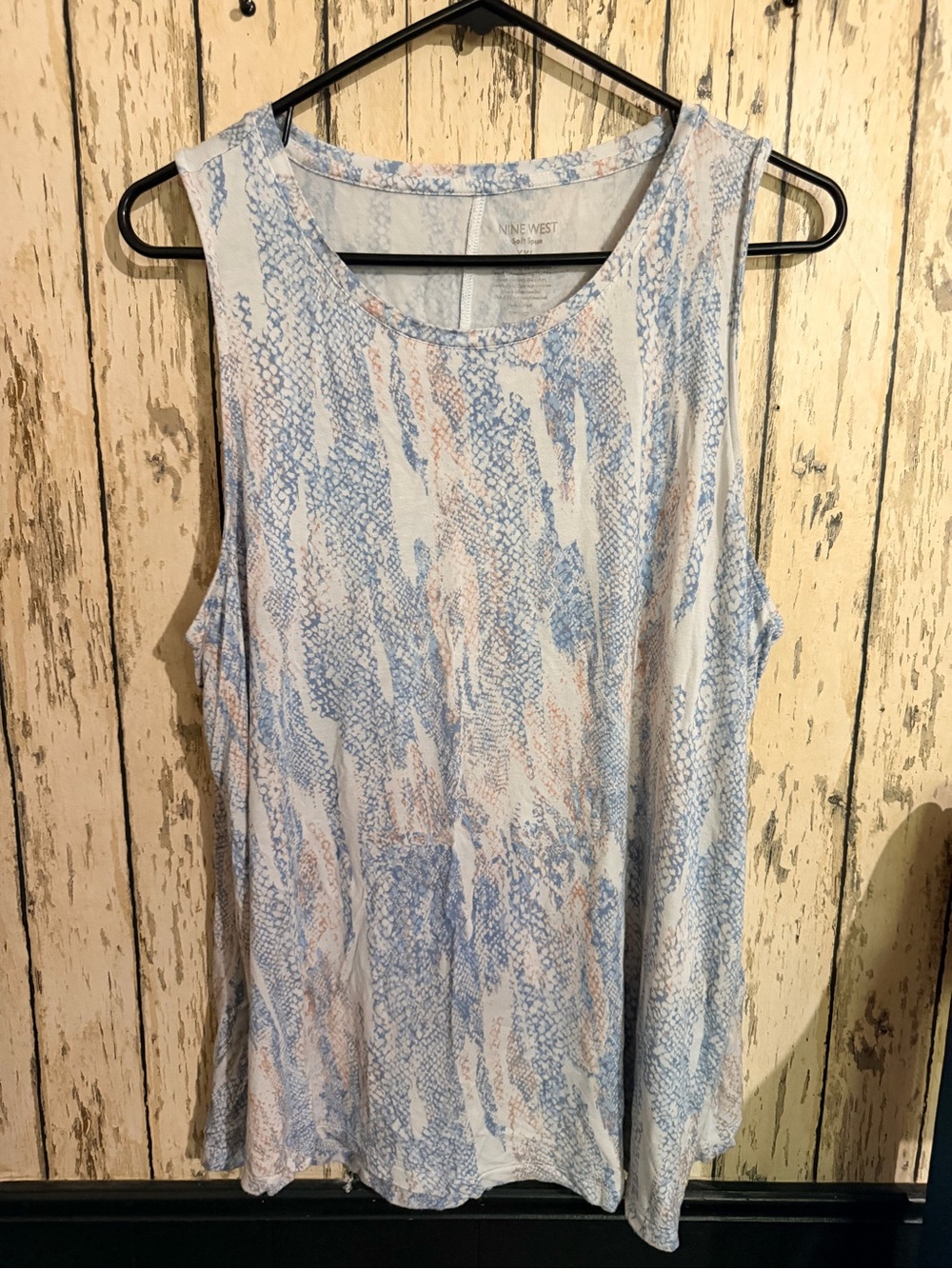 Nine West Blue and Beige Printed Tank Top